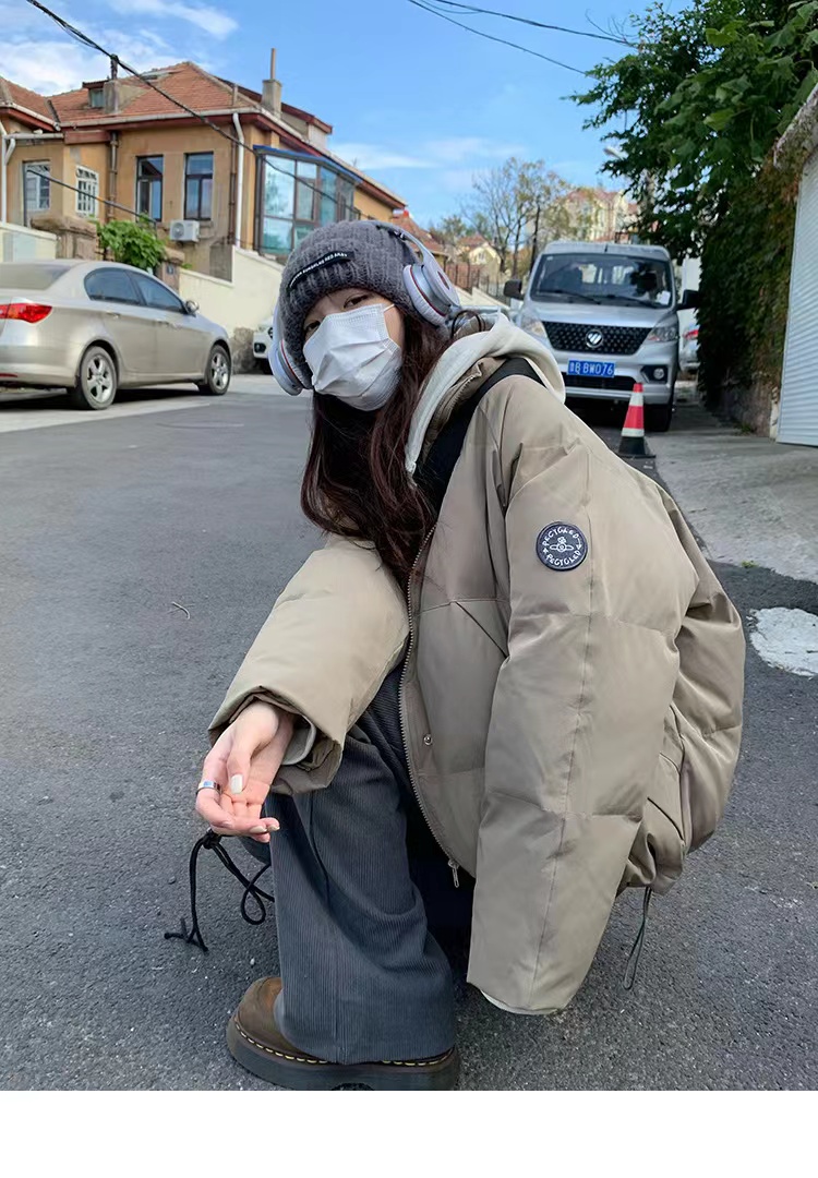 Huanghuangjia Charge Flying Down Jacket Women's 2023 Winter New Workwear Jacket Cotton Jacket Baseball Jacket Women's Trendy