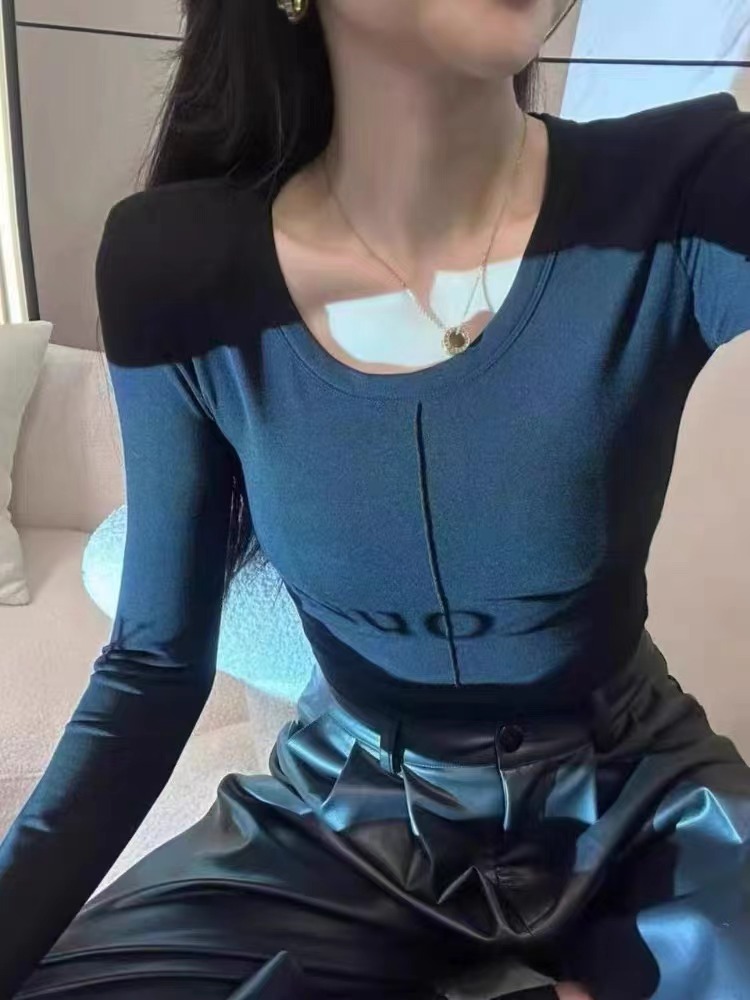 別致白色t恤打底衫女內搭長袖早秋性感辣妹純欲露臍高腰短款上衣