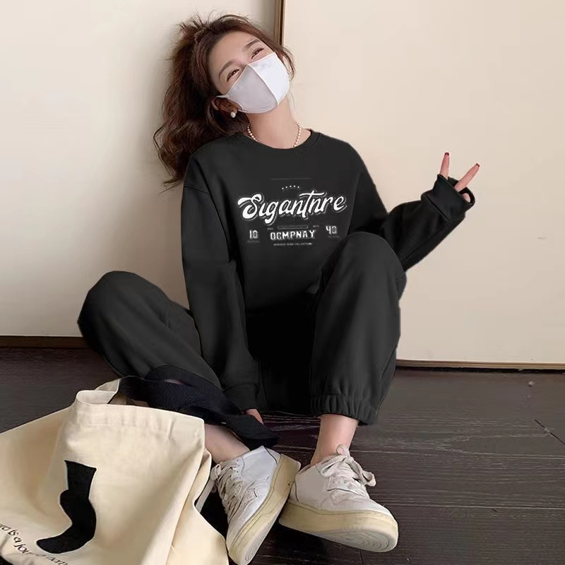 套裝女年輕遮肚潮流百搭韓系休閒時尚運動服2023春秋季兩件套