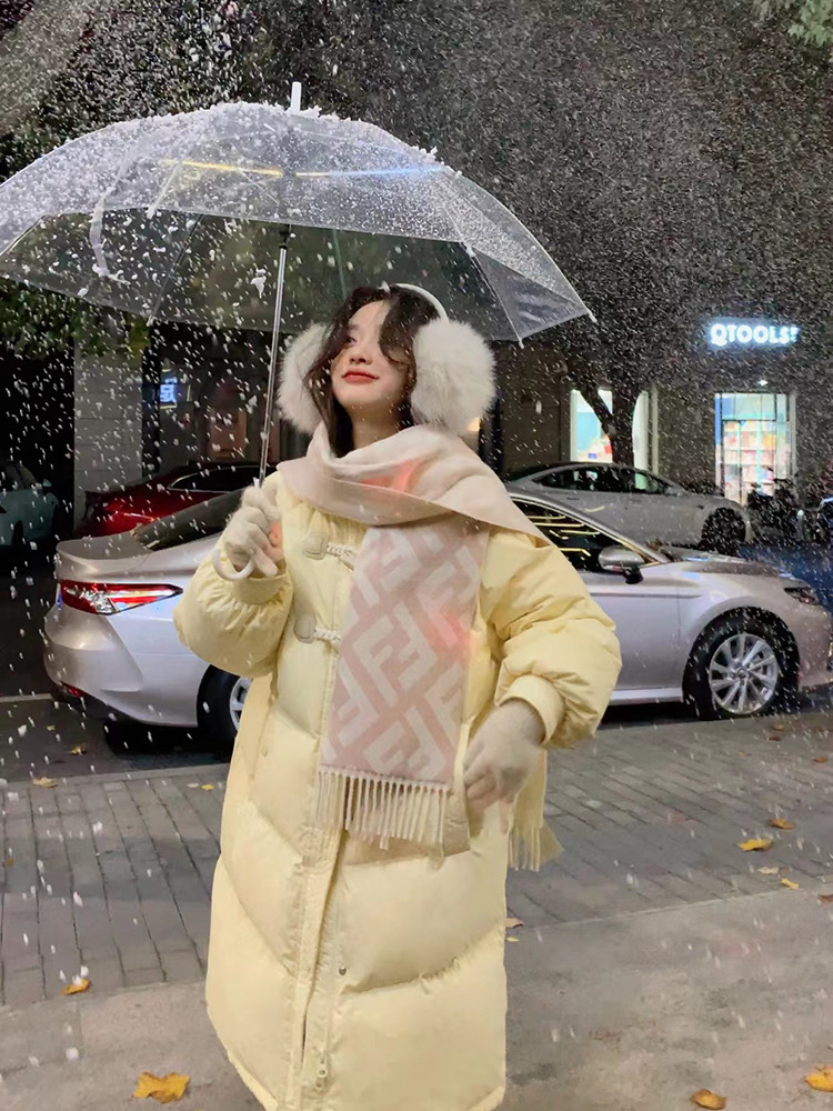 Miss Chipmunk Milk Croissant Croissant Bread Long Down Jacket Women's Winter Small Jacket