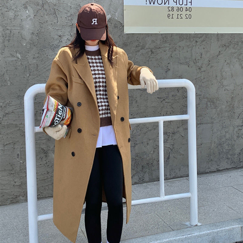 Korean style coat for women autumn and winter 2023 new style high-end double-sided woolen woolen Korean style student