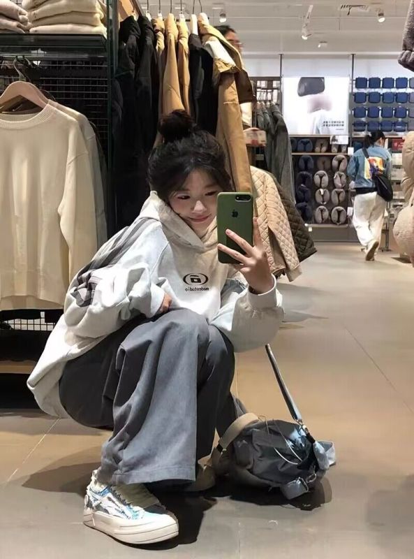 美式復古撞色衛衣女秋冬寬鬆潮牌慵懶風加絨加厚oversize連帽外套