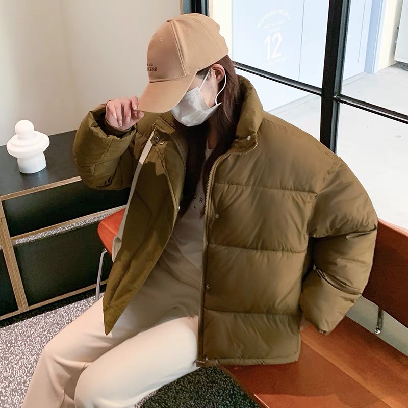 2023 new autumn and winter down cotton-padded clothes women's short stand-up collar small Korean Dongdaemun bread jacket