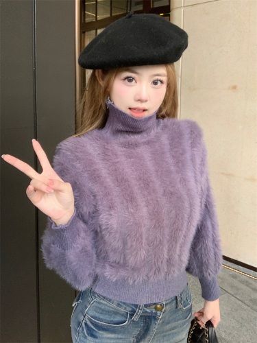 Real shot!  !  Premium soft waxy mink wool sweater for women winter coat wool thickened knitted short top