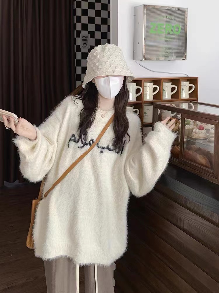 Song Zhengeun Song Xiaoen mohair sweater loose lazy style large size sweater pullover top large board type