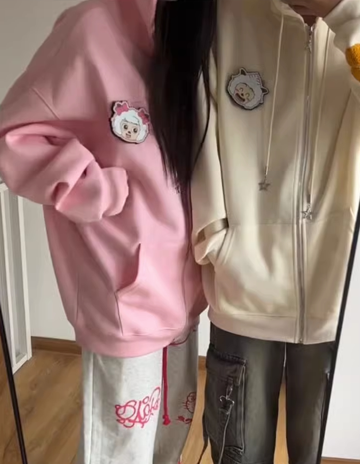 後包領雙層帽不起球配棉螺口 仿棉華棉複合310剋薄款衛衣女毛巾繡