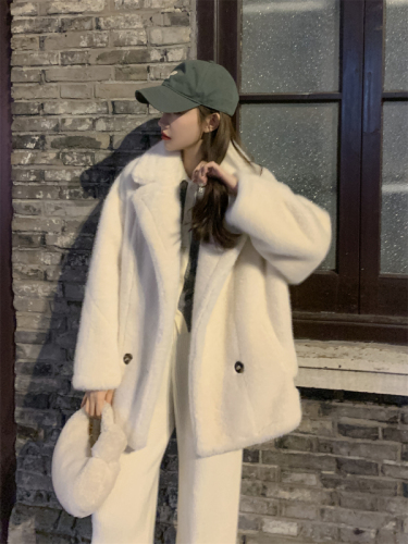 Autumn and winter thickened medium-length loose mink fur one-lapel eco-friendly fur coat coat for women winter