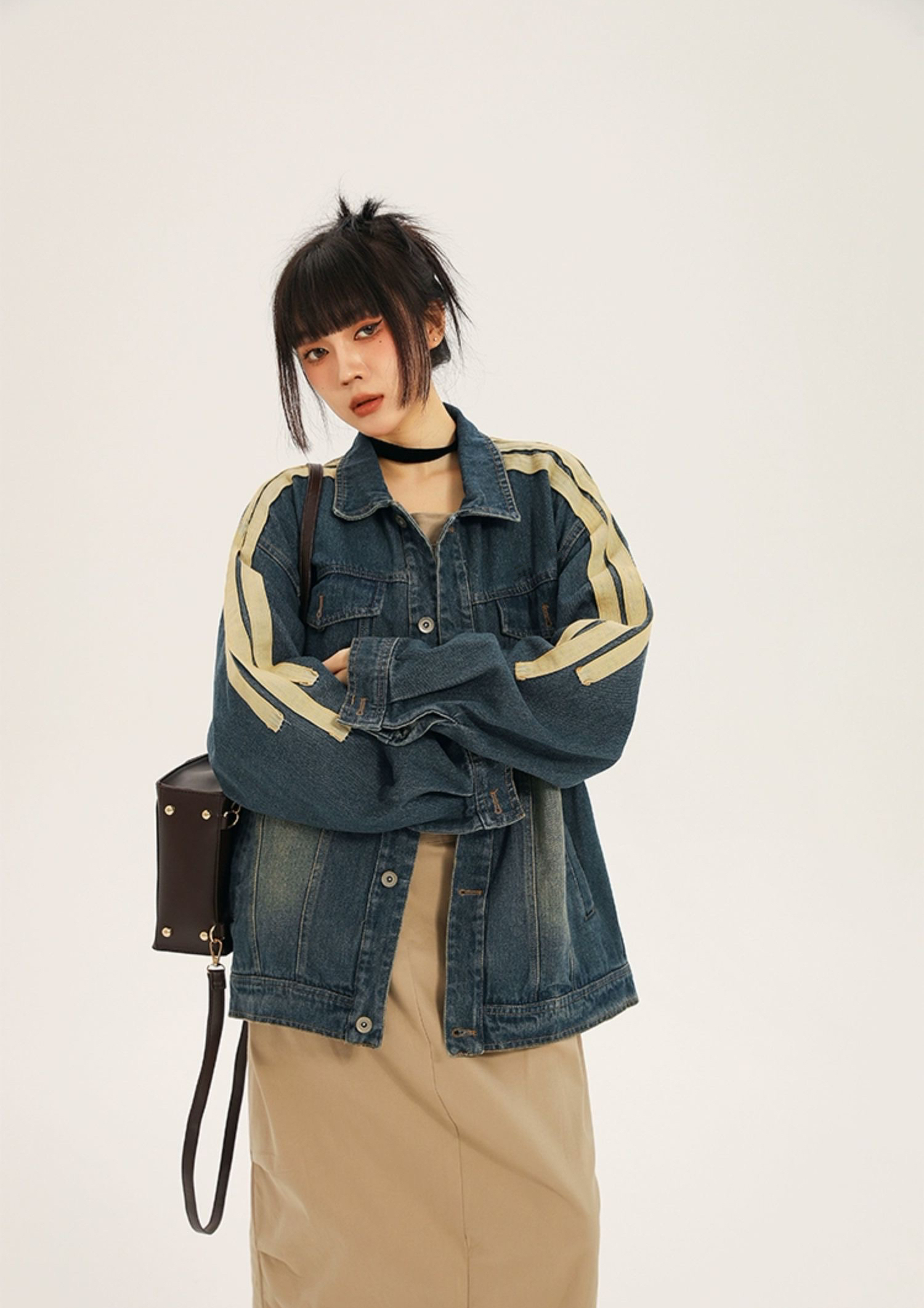 春秋季美式復古高級感潮牌寬鬆牛仔外套女2023新款上衣牛仔衣夾克