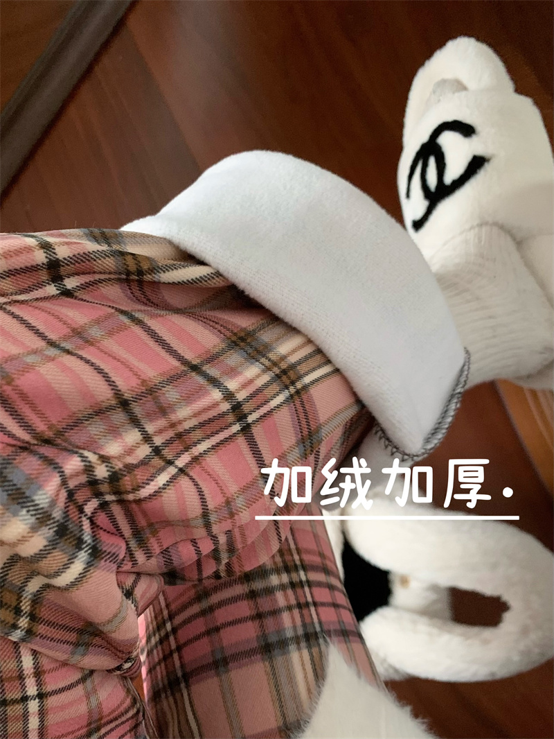 實拍秋冬加絨加厚帶口袋高腰顯瘦格子休閒直筒褲