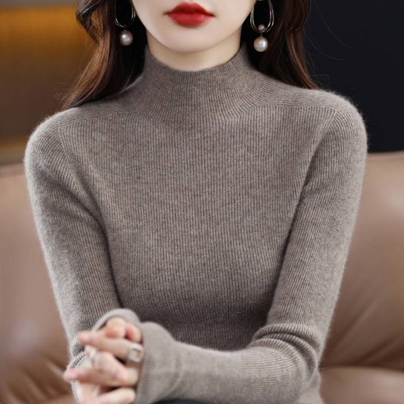 半高領洋氣打底針織衫女士毛衣內搭修身長袖春秋季2023年新款加厚