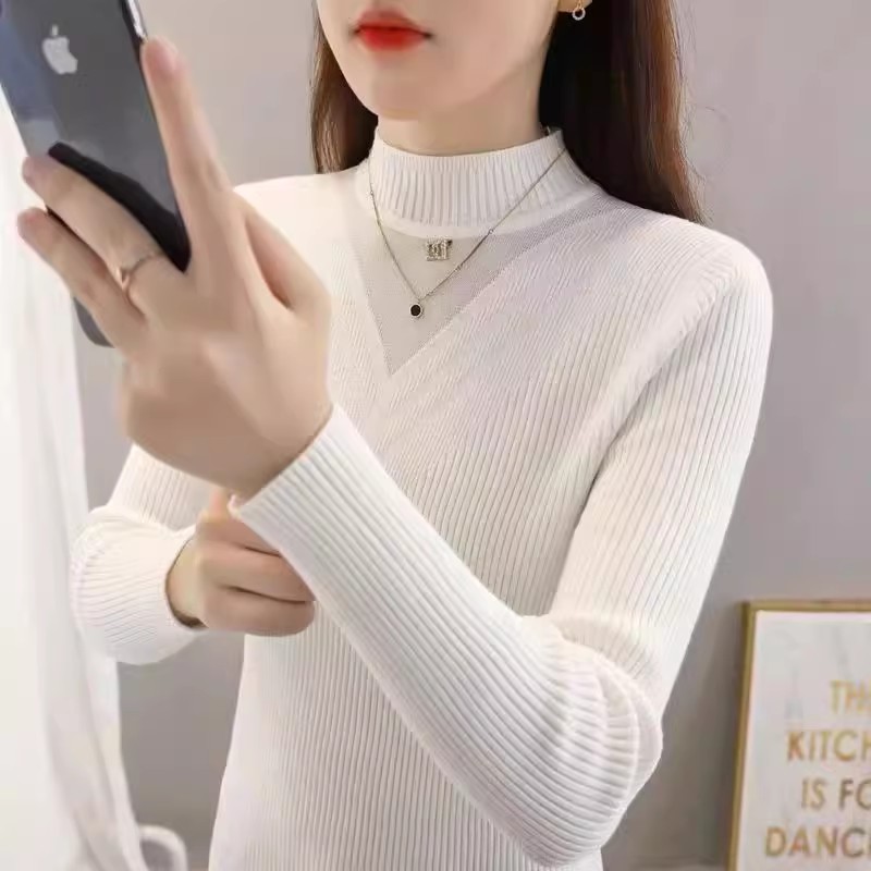 2023 new autumn and winter half-collar bottoming shirt for women, slim and slim long-sleeved sweater for women, thick style sweater