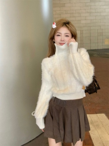 Real shot!  !  Premium soft waxy mink wool sweater for women winter coat wool thickened knitted short top