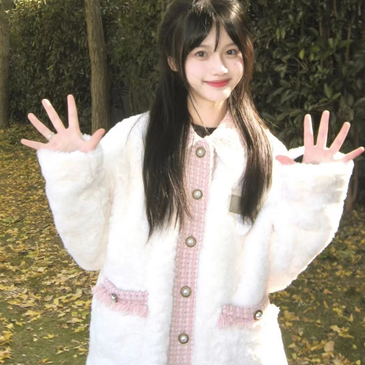 冬季高級感羊羔毛外套美式復古小個子設計感加絨加厚開衫