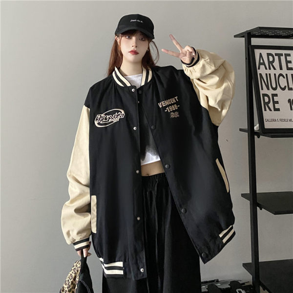 American retro design niche quilted baseball jacket for women 2023 autumn and winter new Korean style jacket top