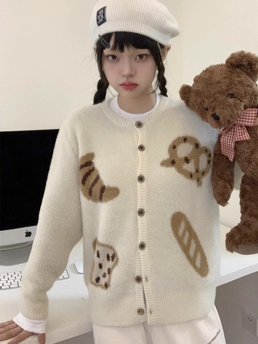 BETWEENAND 我要吃四個麵包 毛茸茸軟fufu開衫毛衣初春針織外套女