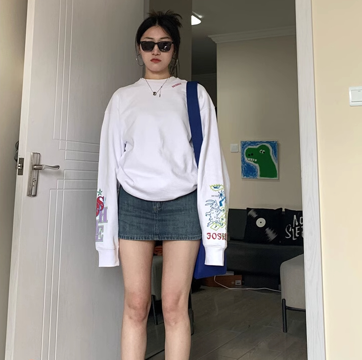 後包領不起球配棉螺口 仿棉華棉複合310剋薄款衛衣女印花+刺繡