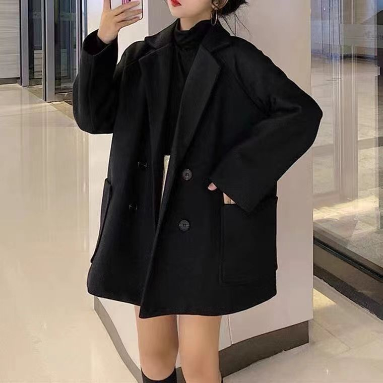 休閒毛呢外套加厚秋冬款新款呢子大衣百搭洋氣小個子短款上衣