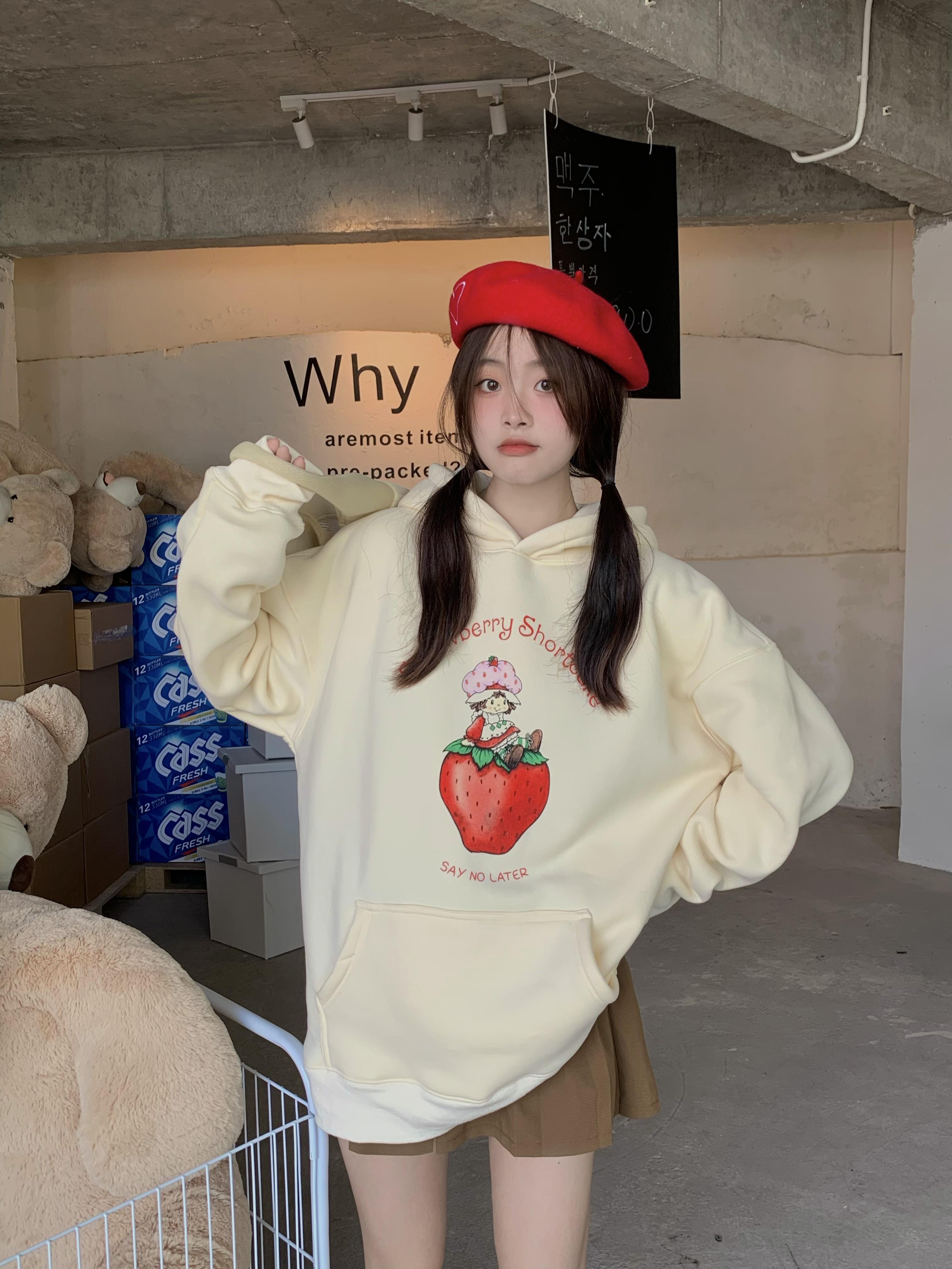 官圖華棉複合薄款310克/加絨410克秋冬裝衛衣女印花