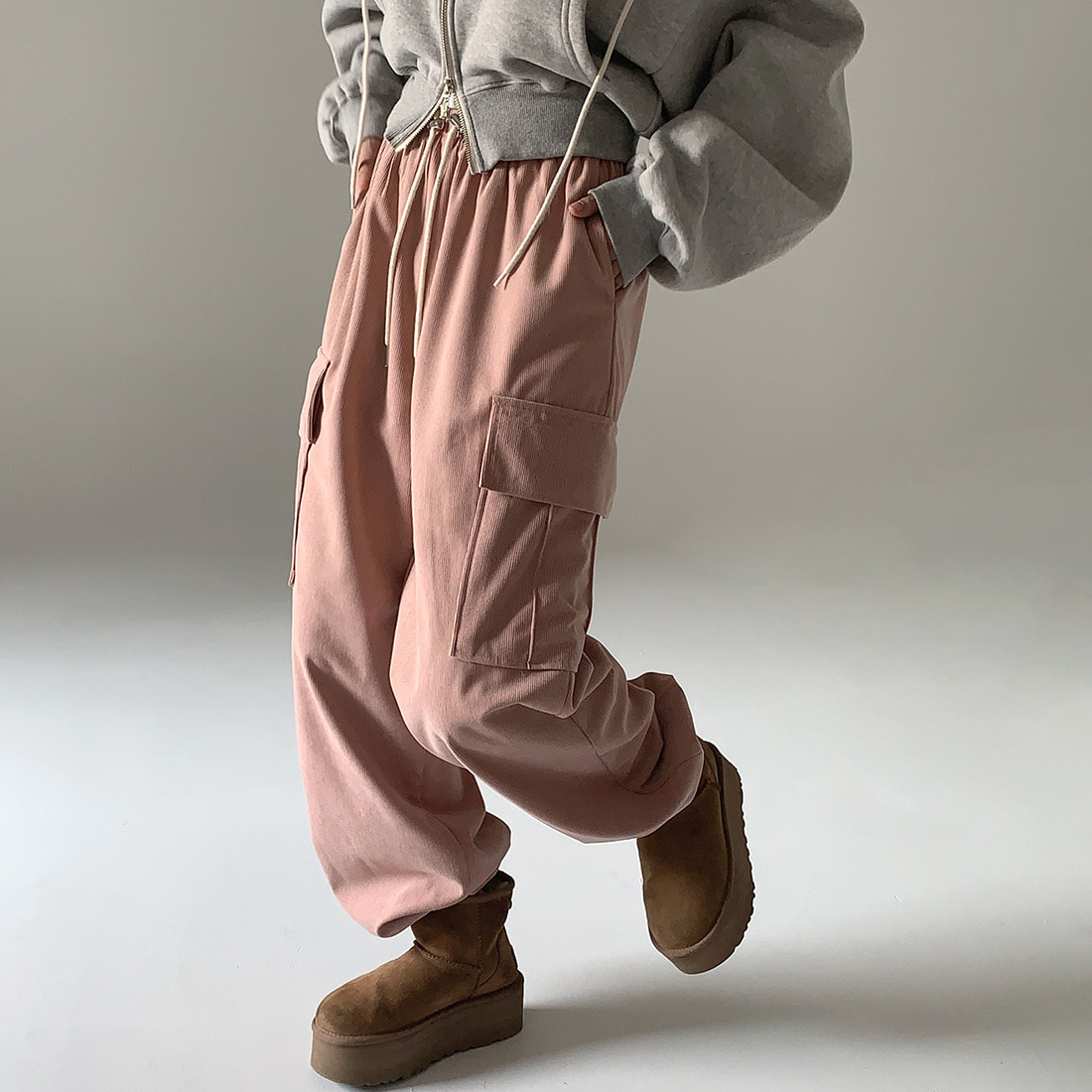 韓國ins 秋冬 燈芯絨 闊腿褲休閒褲女褲