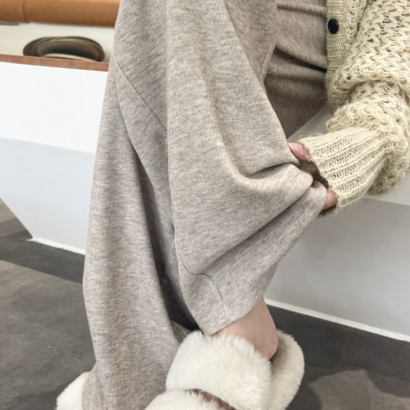 闊腿褲女溜溜布糯米條春秋冬季高腰寬鬆韓版運動糯米褲