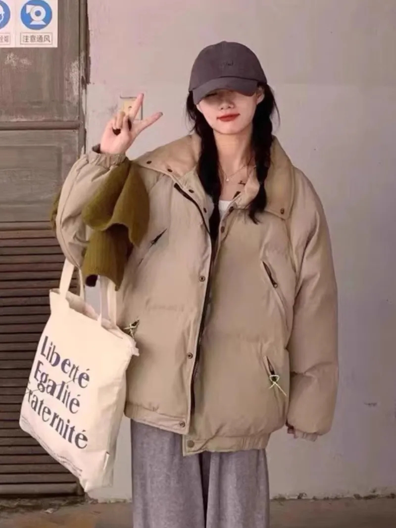 復古潮流百搭寬鬆加厚棉服外套女冬季新款美式設計感小眾防寒棉襖