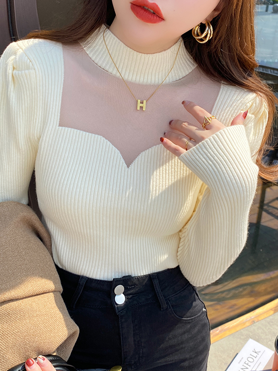 加厚高級感半高領打底毛衣女秋冬新款氛圍感針織內搭修身洋氣上衣