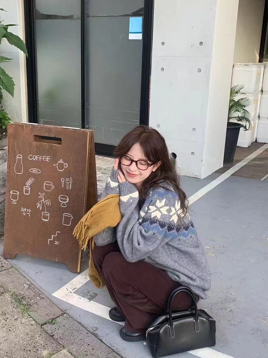 費爾島假日北歐風費爾島毛衣秋冬女軟糯慵懶寬鬆毛針織上衣