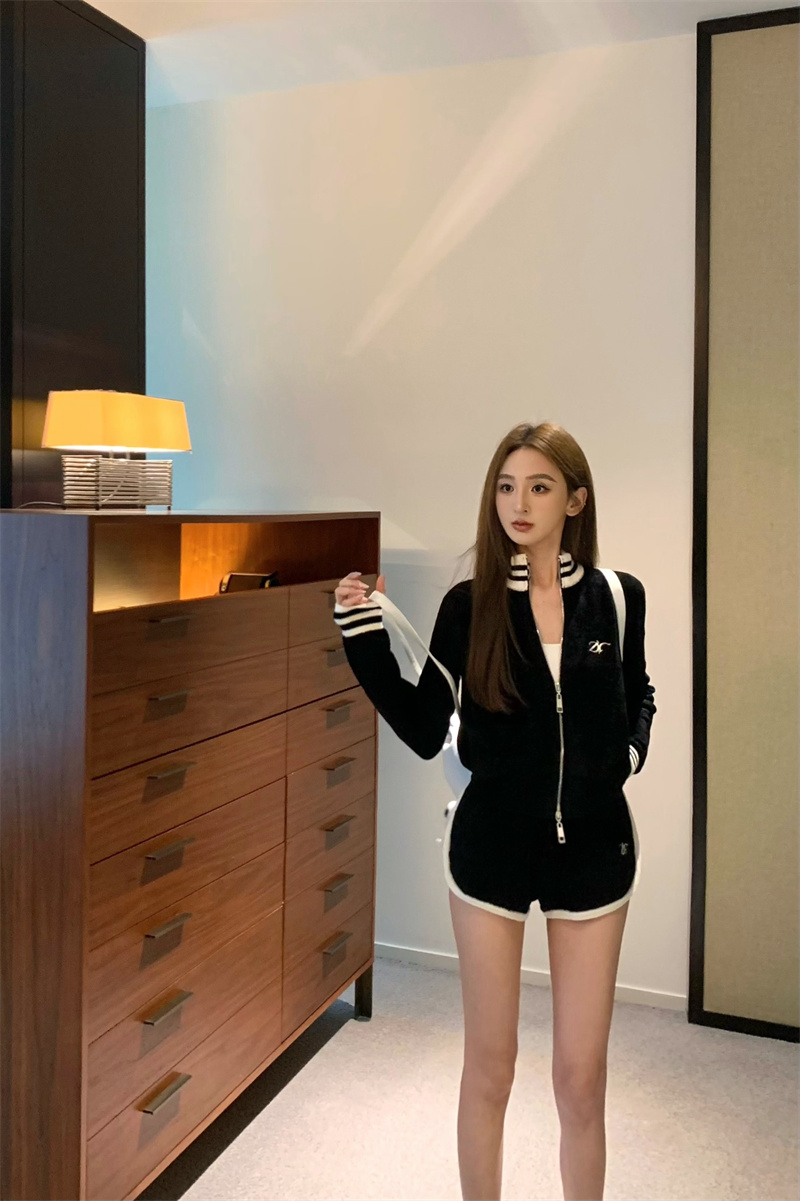實拍  自製私服~定製重工顯瘦修身運動套裝加厚款