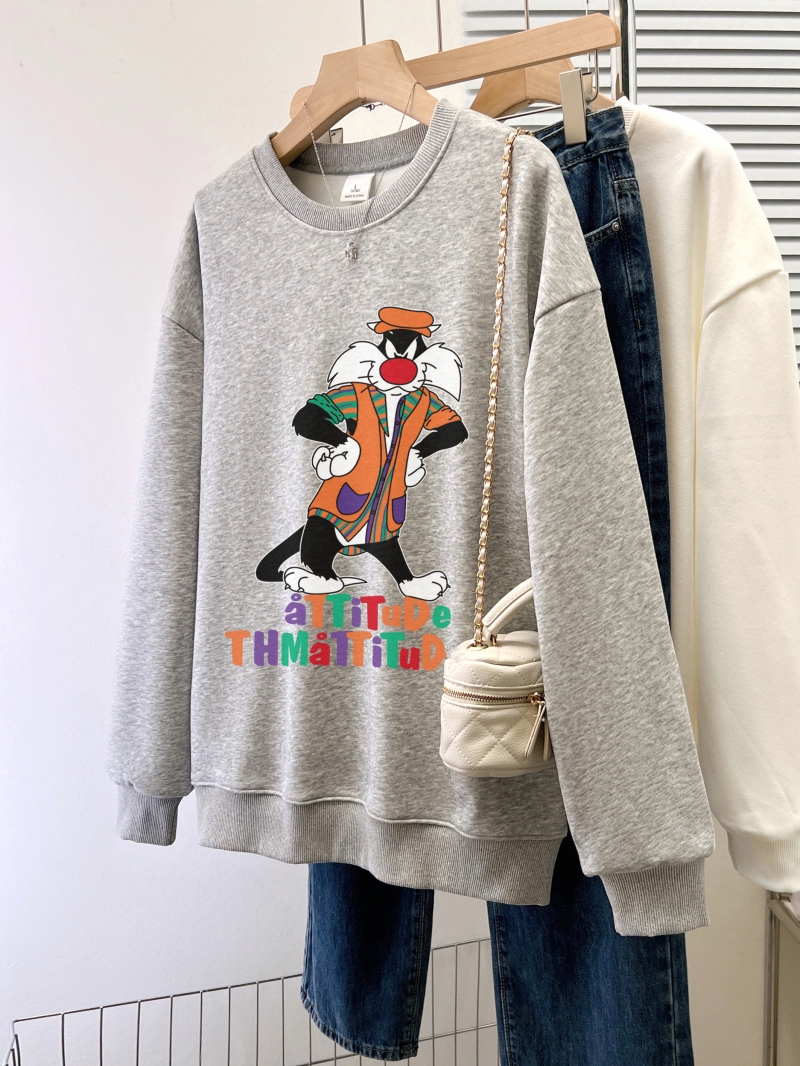 Actual shot of Chinese cotton/thin 310g/plus velvet 410g autumn and winter sweatshirt for women