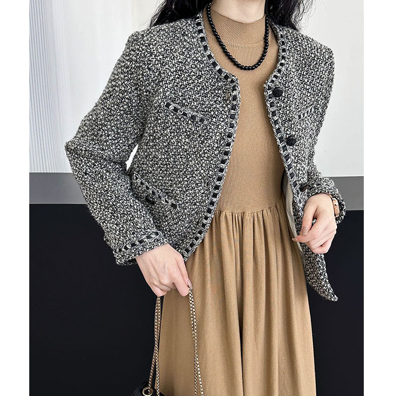實拍~小香風羽絨服外套女2023秋冬新款韓系氣質溫柔優雅上衣外套