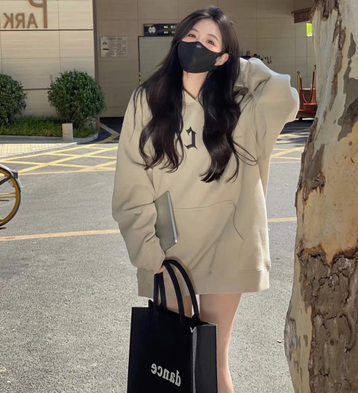 早秋新款高級感韓版寬鬆ins潮bf慵懶風oversize連帽衛衣女裝上衣