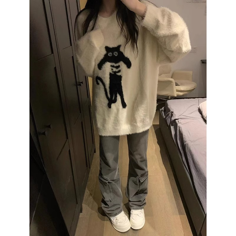 高級感日系毛衣針織衫女春秋薄款軟糯寬鬆外套溫柔慵懶風小眾上衣