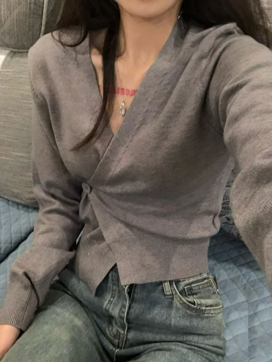 辣妹純欲V領T恤女秋季2023新款設計感小眾修身顯瘦長袖體恤上衣潮