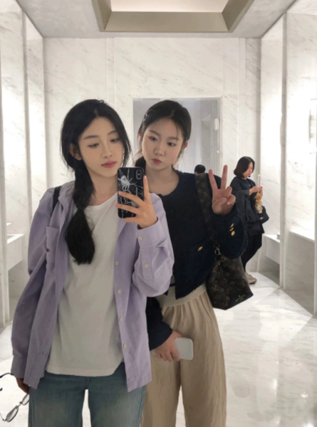 紫色襯衫女秋2023新款設計感小眾襯衣內搭純棉疊穿長袖上衣外套