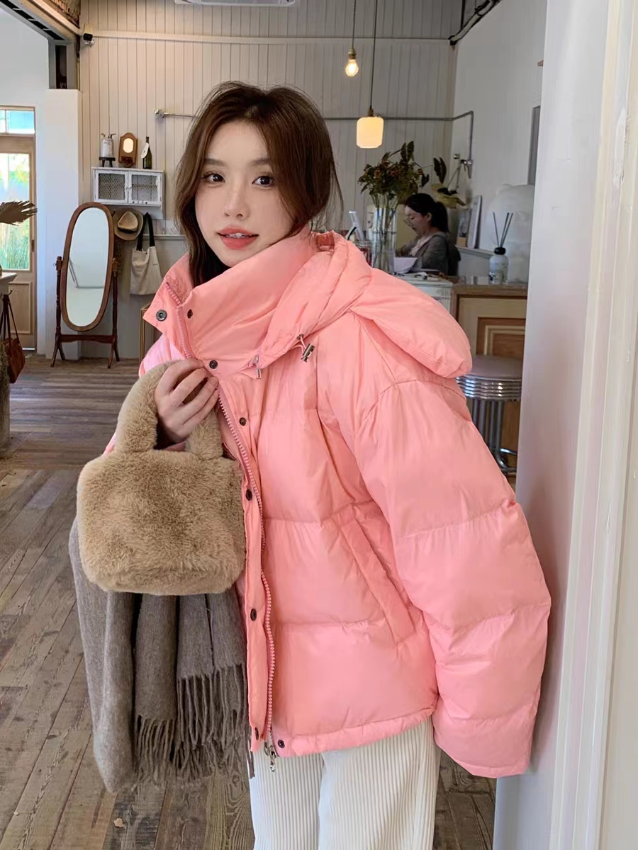實拍棉服女2023冬季新款外套寬鬆厚棉襖大耳朵可愛羽絨棉衣小個子