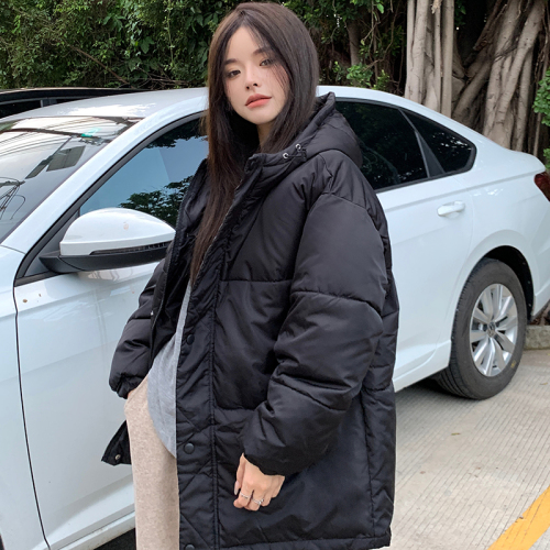 实拍！棉衣棉服女冬季韩版黑色棉袄设计感小众面包服加厚外套