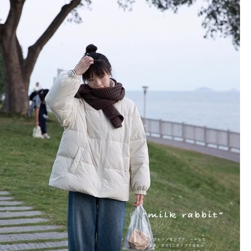 純色棉衣棉服女冬季新款學生百搭小個子麵包服寬鬆黑色加厚外套潮