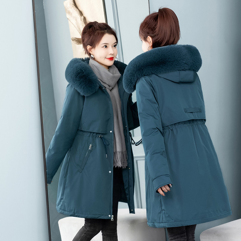 實拍羽絨服韓版2023冬季新款中長款棉衣加厚寬鬆派克服女棉服外套