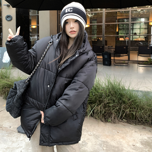 实拍！棉衣棉服女冬季韩版黑色棉袄设计感小众面包服加厚外套
