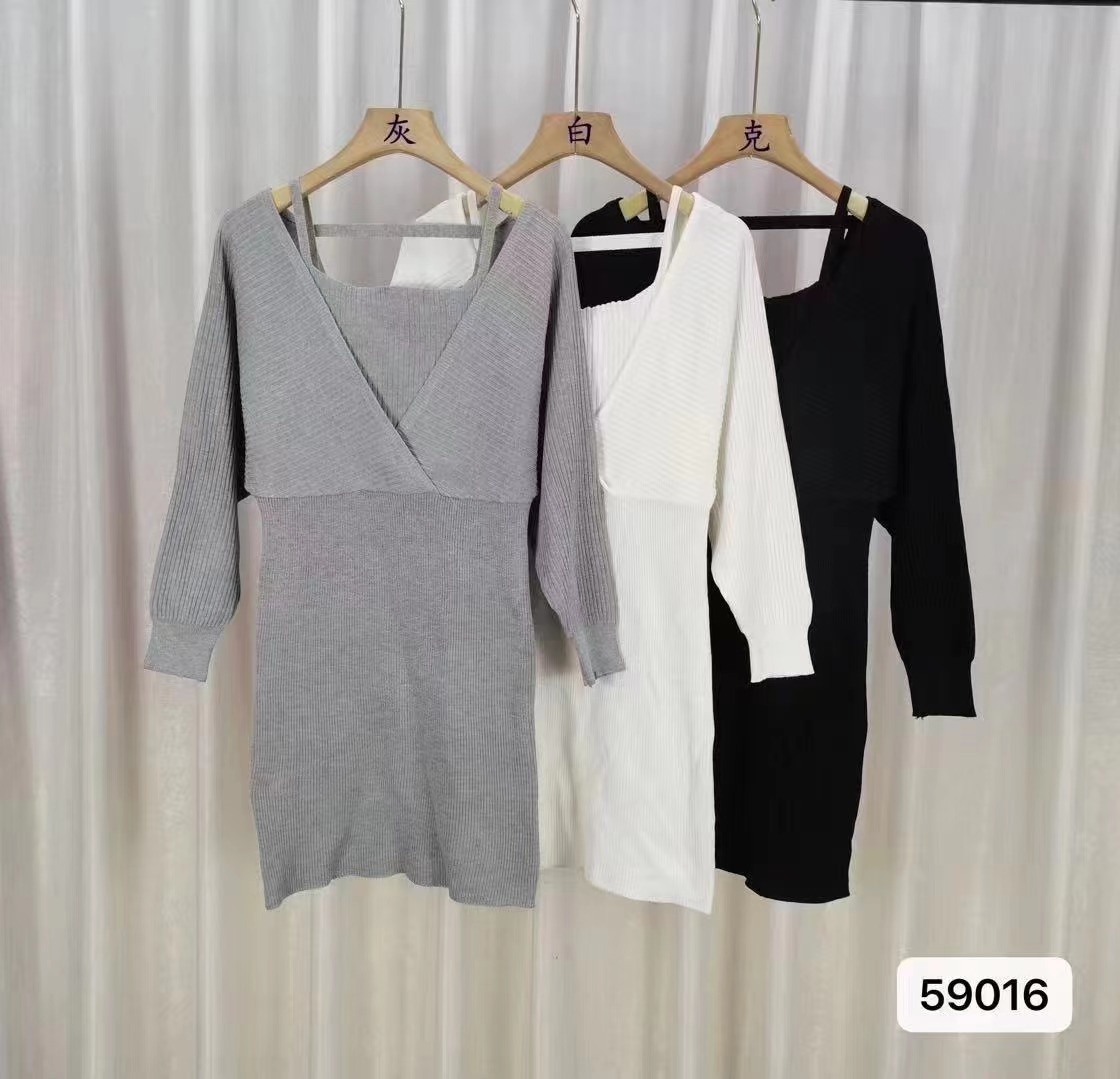 Autumn new design sexy hottie off-shoulder splicing fake two-piece long-sleeved dress