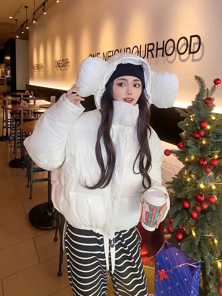 實拍棉服女2023年ins設計感麵包服港風小眾短款棉衣寬鬆外套