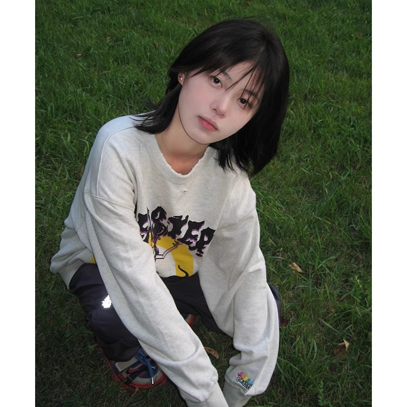 防棉華棉複合牛奶絲300克/銀狐絨400克圓領衛衣女
