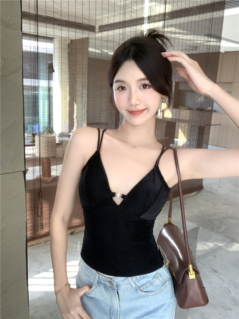 實拍~性感絲絨美背吊帶背心雙肩帶修身百搭無袖打底衣