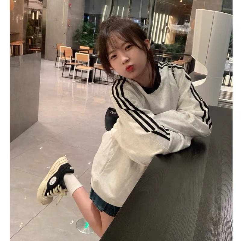 美式復古oversize圓領衛衣女春秋2023新款韓版寬鬆設計感長袖上衣