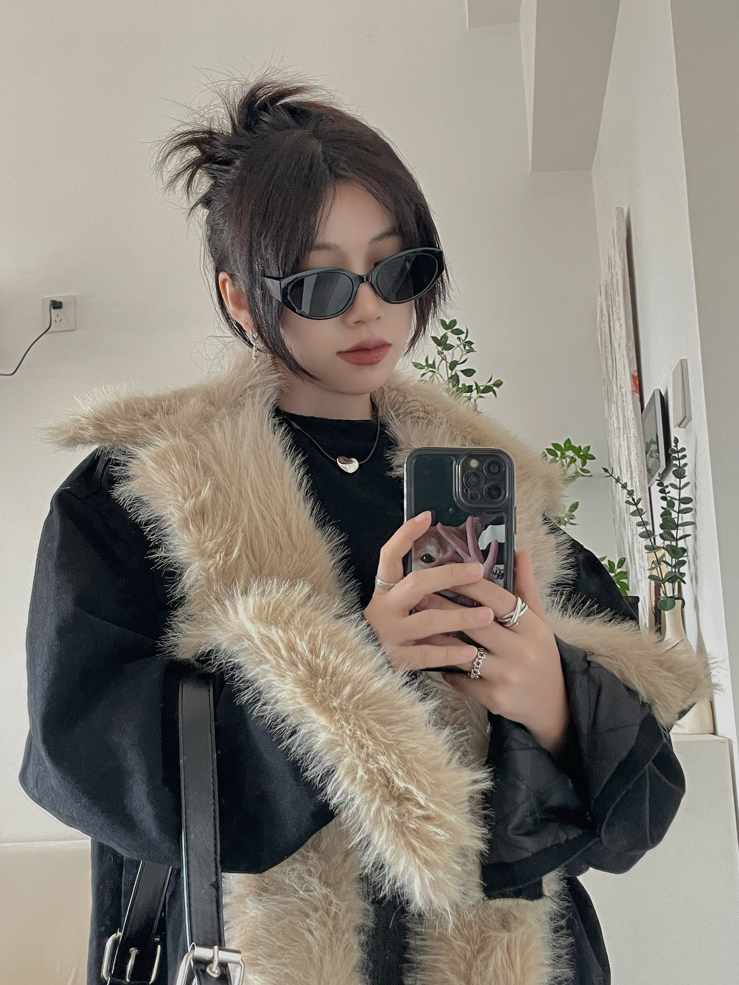 實拍！夾棉加厚黑色牛仔外套女冬季復古寬鬆拼接棉衣保暖棉服