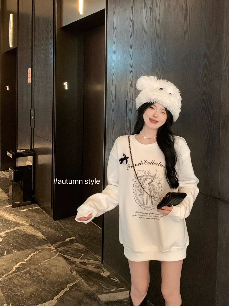 實拍 初嘗試芭蕾Hoodies甜妹速成 印花加絨鹽系 女孩衛衣