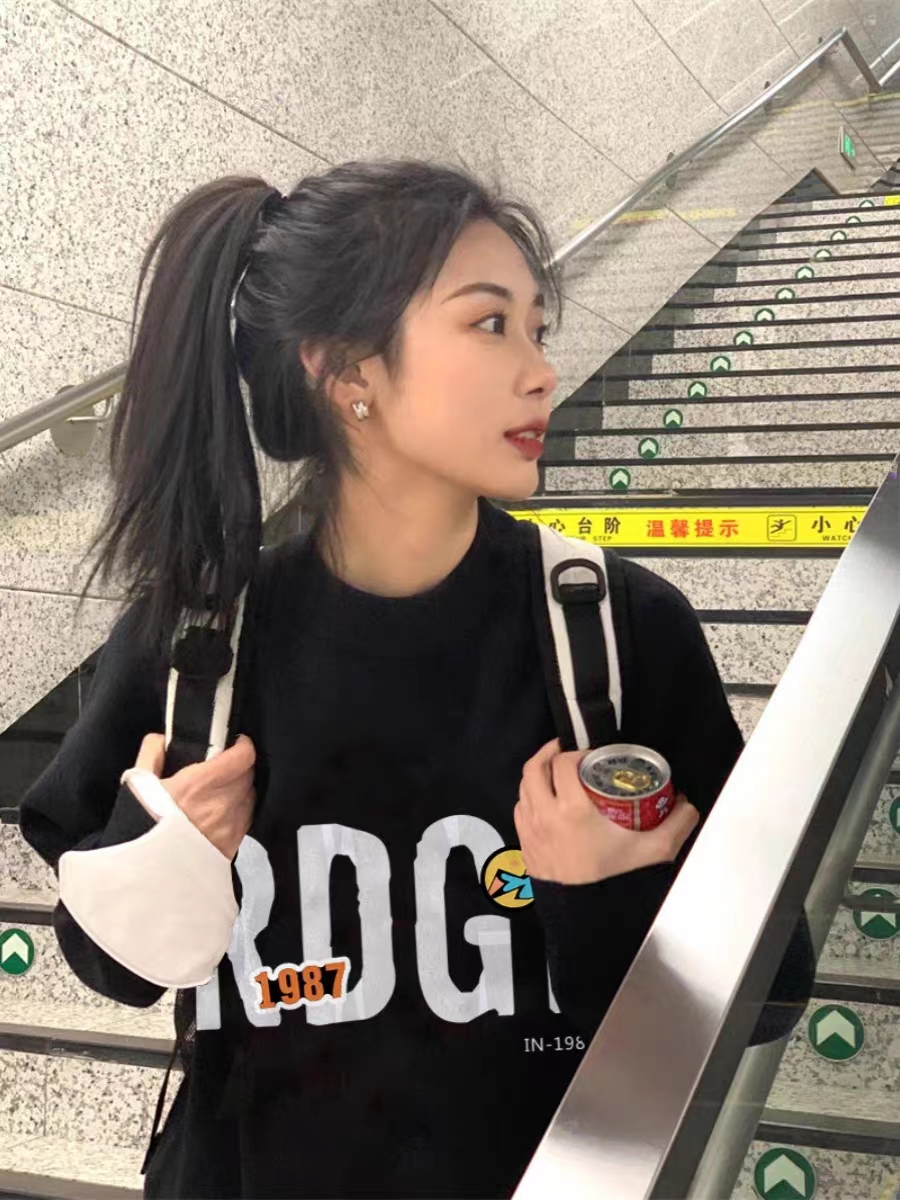 薄款華棉牛奶絲 加絨華棉銀狐絨 圓領印花衛衣女情侶質量