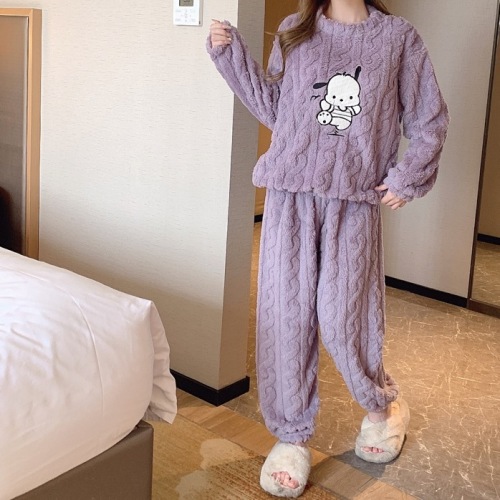 Real shot of new autumn and winter Hapa dog jacquard Shu velvet suit warm cartoon can be worn outside home clothes for women