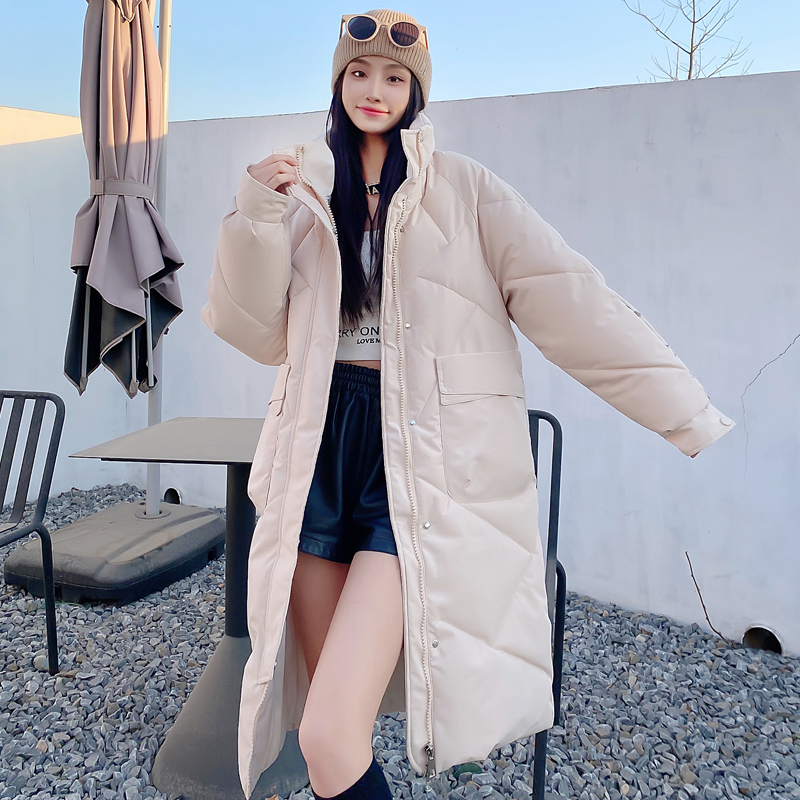 實拍羽絨棉服女中長款過膝2023新款大牌加厚寬鬆高端冬季外套