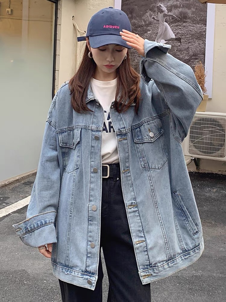 牛仔外套女春秋韓版2023新款大碼胖mm鹽系百搭顯瘦長袖夾克上衣潮